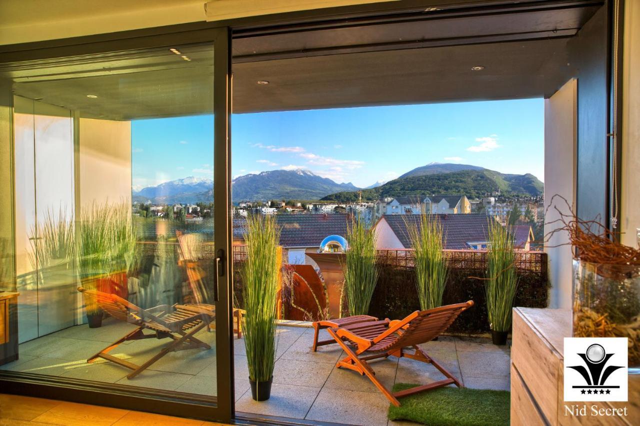 Panoramique 180 lac et montagne et Nid Secret spa romantique Annecy Extérieur photo